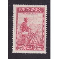 ARGENTINA 1935 GJ 756 ESTAMPILLA NUEVA MINT PAPEL RAYADO COLOR BERMELLON U$ 26